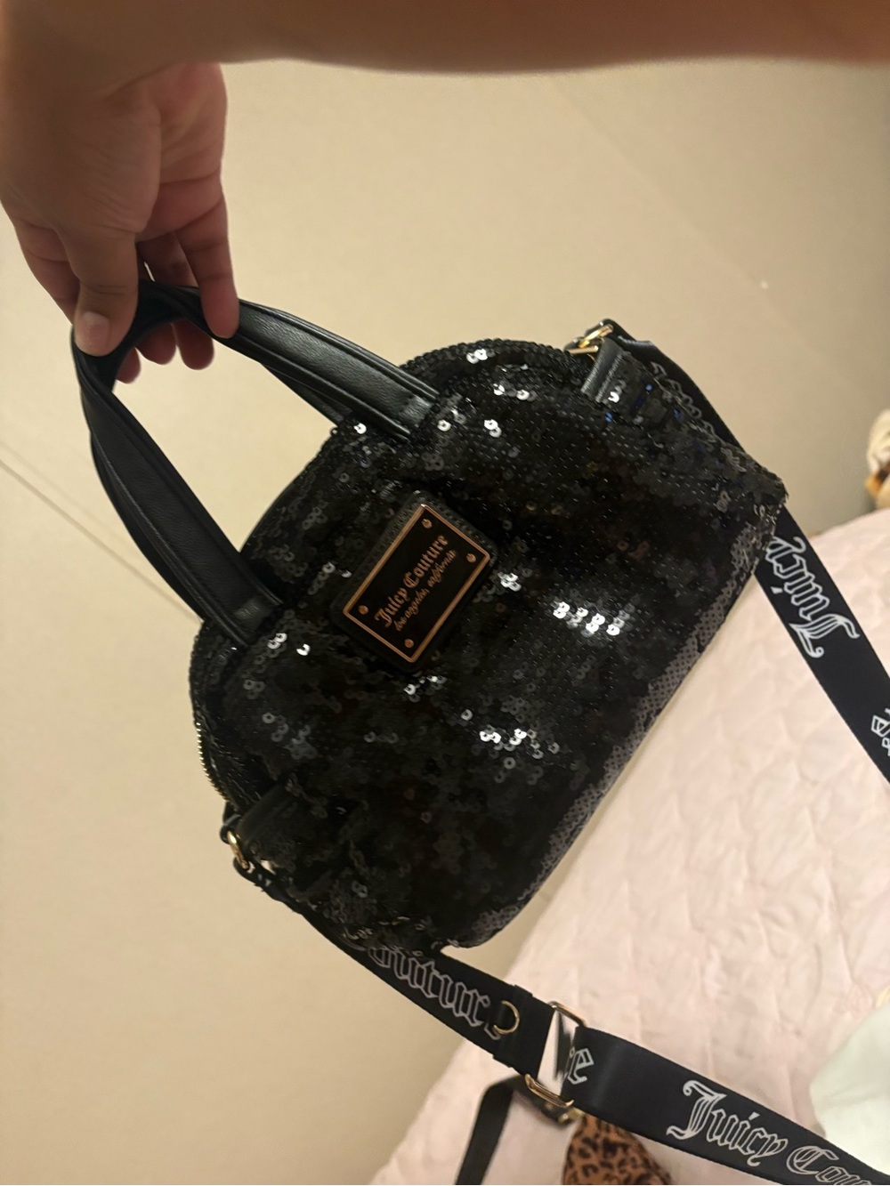 Juicy Couture Black Sequin Shoulder Satchel